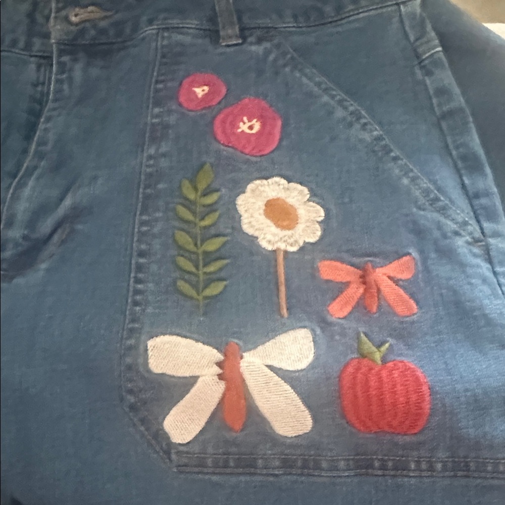ModCloth Princess Highway Splash of Nature Embroidered Jeans AU 14 - Picture 2 of 4